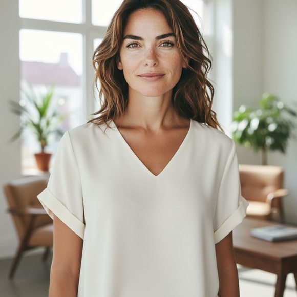 Chico's - NWT- Women's White Short Sleeve, V-Neck, Ultimate Tee, Size 1 - Picture 1 of 1